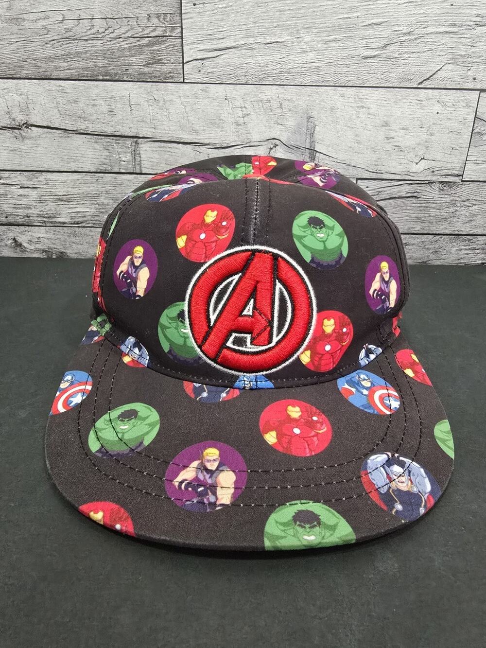 Marvel Universe Avengers Cap Hat Black Flat Bill Snapback RN#14750 - YOUTH